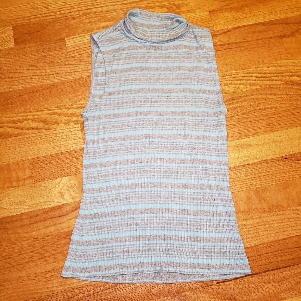 Striped mockneck sleeveless top